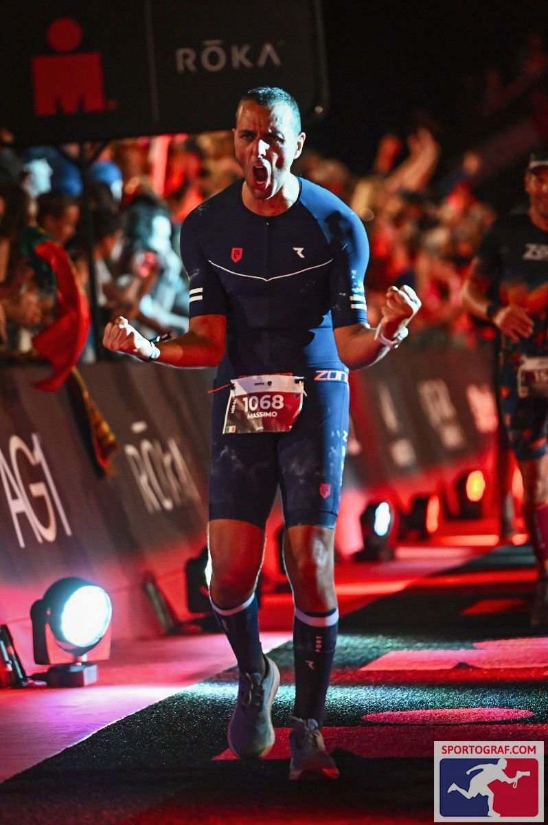 Massimo Veutro at an IRONMAN finish line
