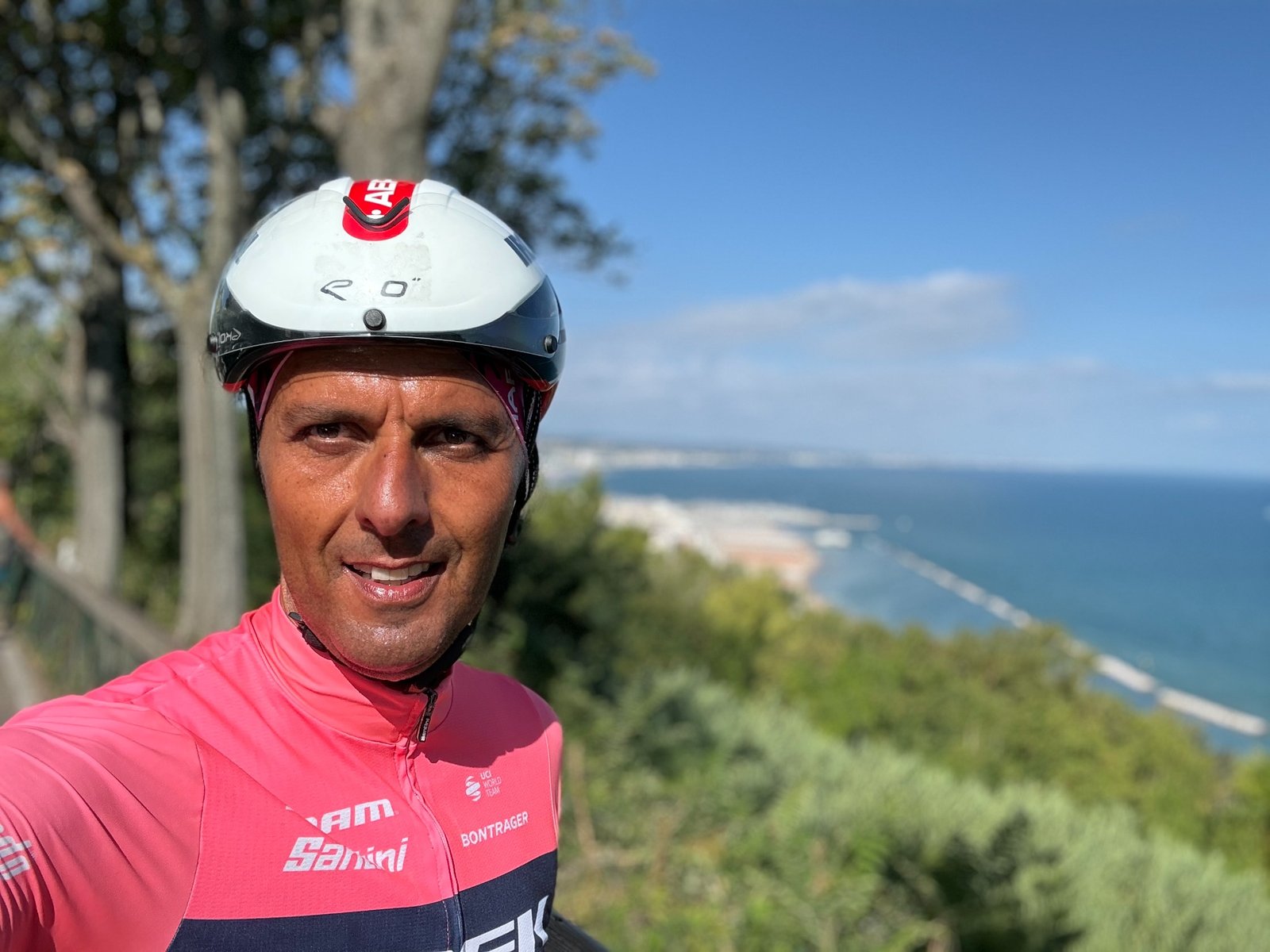 Massimo Veutro durante la frazione di corsa a Francoforte
